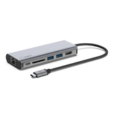 ADAPTADOR BELKIN AVC008BTSGY MULTIPUERTO USB-C A ETHERNET, USB-C, USB-A, HDMI, SD COLOR GRIS
