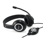 FONE DE OUVIDO USB EQUIP LIFE MICROFONE FLEXÍVEL CONTROLE DE VOLUME COR PRETO/BRANCO