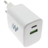 CARGADOR PARED NETWAY USB-A/USB C QC 3.0 35W+CABLE USB C BLANCO