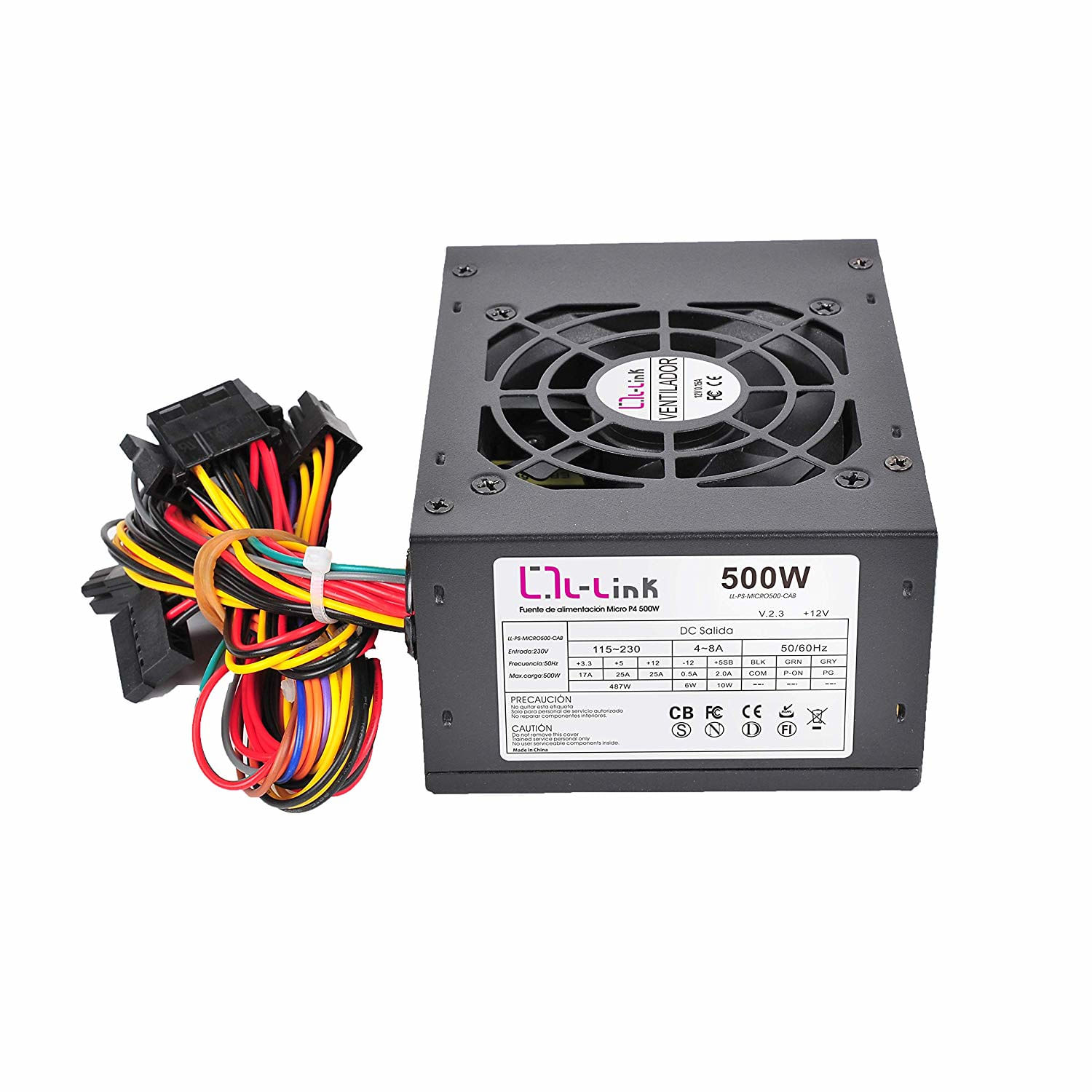 FUENTE ALIMENTACION 500W L-LINK LL-PS-MICRO-500-CAB 3SATA 8CM MICRO ATX - miniatura 3