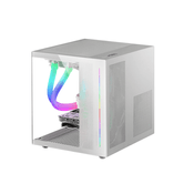 MICROATX MASR GAMING MC-VIEW CAIXA BRANCA FRONTAL E LATERAL CÂMERA DUPLA DE VIDRO TEMPERADO CONTÍNUA SEM FONTE OU VENTILADORES