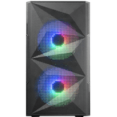 CAIXA FRONTAL COMPACTA MICROATX MARS GAMING MC-ME MALHA PRETA COM 2 VENTILADORES FRGB DE 120mm LATERAL DE VIDRO TEMPERADO SEM FONTE DE ALIMENTAÇÃO