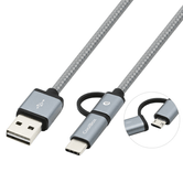CABLE USB COOLBOX CONEXION A-B MICRO + TIPO C 1M GRIS