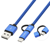 CABLE USB COOLBOX CONEXION A-B MICRO + TIPO C 1M AZUL