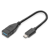 CABO ADAPTADOR DIGITUS USB OTG TIPO C - AM/F 0.15M 3A 5GB 3.0 VERSÃO PRETA