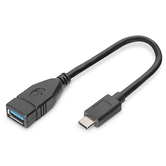 CABO DIGITUS ADAPTADOR USB OTG TIPO C - AM/F 0,15M 3A 5GB 3.0 VERSÃO NEGRO