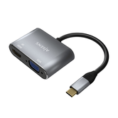 Conversor AISENS USB-C para VGA/HDMI 4K, USB-C/M-VGA/H-HDMI/H, Cinza, 15CM