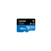 LEXAR 128 GB DE ALTO DESEMPENHO 633X MICROSDXC UHS-I COM ADAPTADOR SD, ATÉ 100 MB/S LEIA 45 MB/S ESCRITA C10 A1 V30 U3