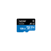 LEXAR 128GB HIGH-PERFORMANCE 633X MICROSDXC UHS-I WITH SD ADAPTER, UP TO 100MB/S READ 45MB/S WRITE C10 A1 V30 U3