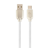 GEMBIRD USB TYPE C PREMIUM BORRACHA CARREGAMENTO E CABO DE DADOS, 2M, BRANCO