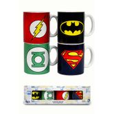 set 4 mini tazas ceramica café logos dc comics