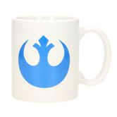 taza ceramica simbolo rebelde y logo blanca star wars