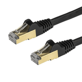 Cabo 1m Vermelho Ethernet RJ45 STP Cat6a Snagless Negro