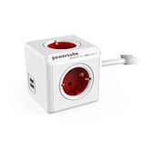 ADAPTADOR E VÁRIOS PLUGUES VERMELHOS 4 SOQUETES + 2 EXTENSÃO USB 1.5M