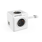 ADAPTADOR E FICHA MÚLTIPLA CINZENTO 4 SOQUETES + 2 USB DE 1,5 M DE COMPRIMENTO