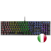 TECLADO MECÂNICO MARS GAMING MK422 EM ITALIANO PRETO INTERRUPTOR MARROM PR 100Hz ILUMINAÇÃO RGB AVANÇADA ANTI-GHOSTING