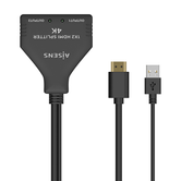 Duplicador HDMI AISENS 4K@30HZ 1×2 com alimentação e cabo USB, preto, 30 cm