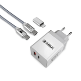 CARREGADOR INTELIGENTE PD25W+QC3.0+CAC/CABO LIGHTNING W