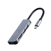 HUB USB TYPE-C DE 3 PORTAS USB 3.1 E USB 2.0 COM LEITOR DE CARTÃO