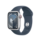 Apple Watch Series 9 GPS + Cellular 41 mm caixa de alumínio prateado com pulseira esportiva azul Storm - M/L