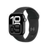 Apple Watch Series 10 GPS 42mm Jet Black Caixa de alumínio com pulseira esportiva preta - P/M