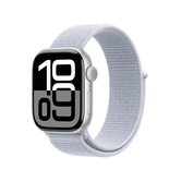 Caixa de alumínio prateada Apple Watch Series 10 GPS 42mm com laço desportivo azul Cloud