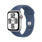 Apple Watch SE GPS + Cellular 44mm Caixa de alumínio prateada com pulseira esportiva jeans - M/L