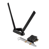 PLACA DE REDE GIGABIT SEM FIOS ASUS PCE-BE92BT, PCI-E, 2 ANTENAS EXTERNAS, WIFI 7.6 GHZ, 320 MHZ, BT5.4, WPA3