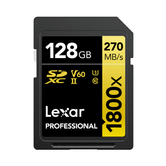 CARTÕES LEXAR 128GB PROFISSIONAL 1800X SDXC UHS-II, ATÉ 280 MB/S DE LEITURA 210 MB/S DE GRAVAÇÃO C10 V60 U3