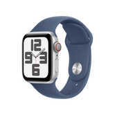 Apple Watch SE GPS + Cellular Caixa de alumínio prateada de 40 mm com pulseira esportiva jeans - P/M