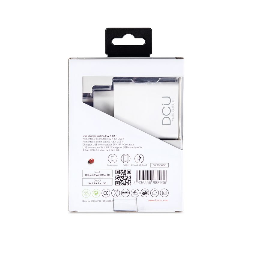 ADAPTADOR USB RED DOBLE DCU 4.8A (373006