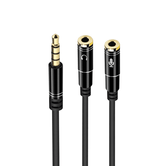 EWENT CABLE ADAPTADOR AUDIO JACK 3.5/M 4PINES - 2XJACK 3.5/H 3PINES, NEGRO, 0.30M