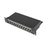 LANBERG PATCH PANEL 12 PORTAS 1U 10" CAT.6 BLINDADO PRETO