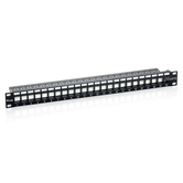 PANEL 19" VACIO 24P UTP, SOPORTE GUIA BALES NEGRO