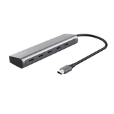 HUB USB-C TRUST HALYX 25136 ALUMÍNIO USB-C A 4 PORTAS USB-C E 1 USB-C PASS-THROUGH DE 100W 25136