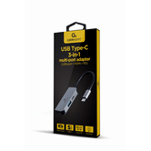 ADAPTADOR USB TIPO C MULTIPORTA 3 EM 1 PORTA USB HDMI PD PRATA