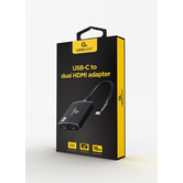 ADAPTADOR USB-C PARA DUPLO HDMI 4K 60HZ PRETO