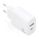 CARREGADOR AISENS GAN 30W, 1XUSB-C PD3.0 QC4.0, 1XUSB-A QC3.0, BRANCO
