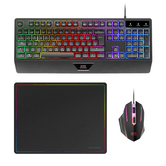 MARS GAMING MCP124 MOUSE E TAPETE DE TECLADO RGB H-MECH FRANCÊS, MOUSE HUANO RGB 3200dpi,