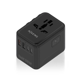 AISENS Adaptador Enchufe Universal Para Viaje EU USA UK AU Con Cargador USB GaN  2xUSB A  A1 QC3 0   3xUSB C  C1 PD3 0  35W  Negro
