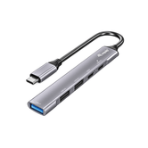 HUB USB-C 3.2 EQUIP LIFE 2 PORTAS USB 2.0 1 PORTA USB 3.0 1 PORTA USB-C + 1 PURETO USB C PD 100W CARCASA DE ALUMÍNIO 128962