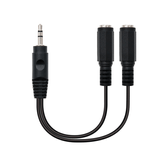 Cabo de áudio estéreo, 2xJack 3.5/H-Jack 3.5/M, preto