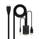 Conversor Nanocabo HDMI para VGA-Jack-UBS, 1,8 m