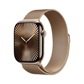 Apple Watch Series 10 GPS + Cellular Caixa de titânio dourado de 46 mm com alça milanesa dourada - P/M