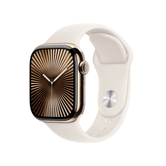 Apple Watch Series 10 GPS + Cellular Caixa de titânio dourado de 42 mm com pulseira esportiva Starlight - M / G