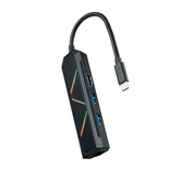 HUB NANO CABO USB-C/CONVERSOR USB-C A 2XUSB-A/ USB-C PD/ HDMI/ RJ45 15CM NEGRO