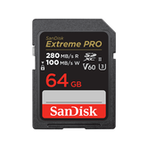 SANDISK EXTREME PRO 64GB V60 UHS-II CARTÕES SD 280/100MBS V60, C10 UHS-II