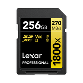 LEXAR 256GB PROFESSIONAL 1800X SDXC UHS-II CARDS,  UP TO 280MB/S READ 210MB/S WRITE C10 V60 U3