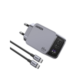CARGADOR DE PARED UGREEN 65W 1 USB-A 2 USB-C GRIS