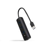 TOOQ HUB USB3.0 3xUSB3.0+RJ45 USB-A/M-RJ45/H NEGRO 15CM